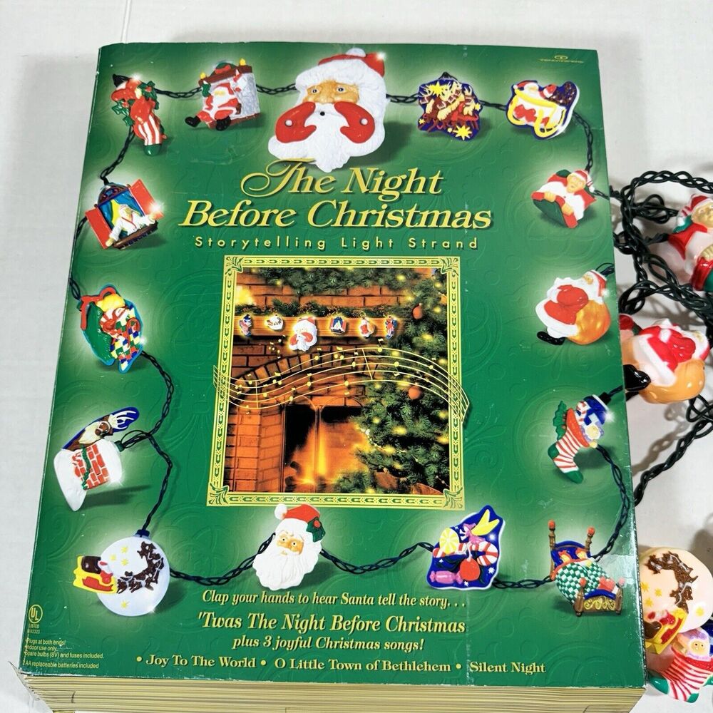 Vintage The Night Before Christmas Storytelling Light Strand Music Works Video